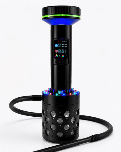 The premium matte black body of MIRUCEL digital shisha device on a clean white background